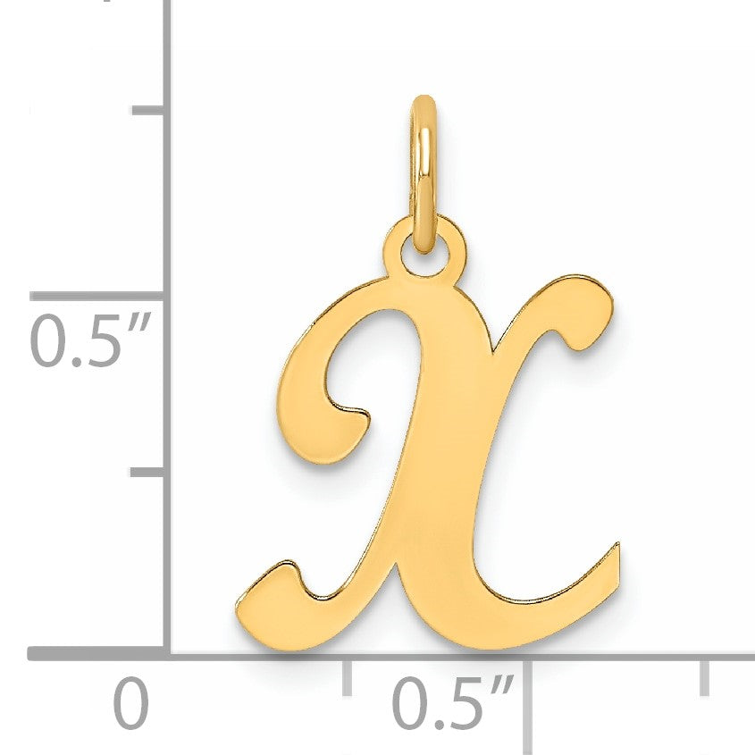 14KY Script Letter X Initial Charm