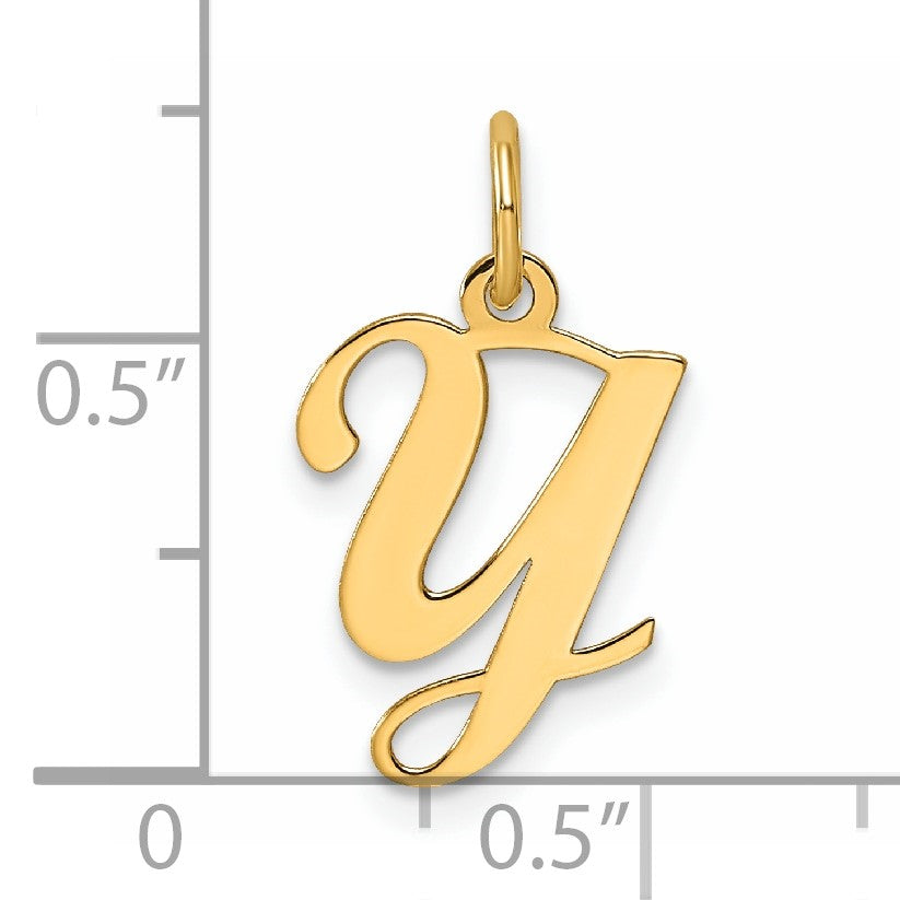 14KY Script Letter Y Initial Charm