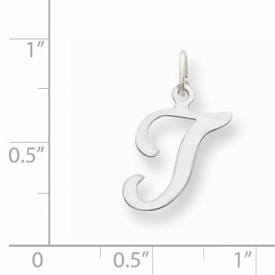 14KW White Gold Script Letter T Initial Charm