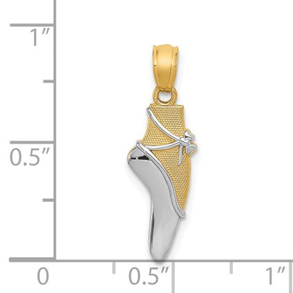 14K and White Rhodium Ballet Shoe Pendant