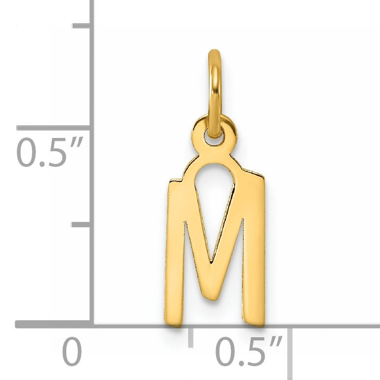 14k Small Slanted Block Letter M Initial Charm
