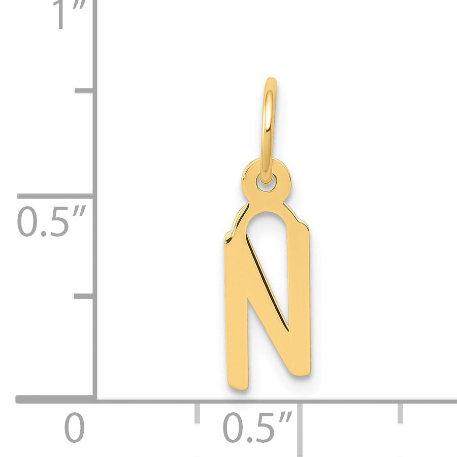 14k Small Slanted Block Letter N Initial Charm