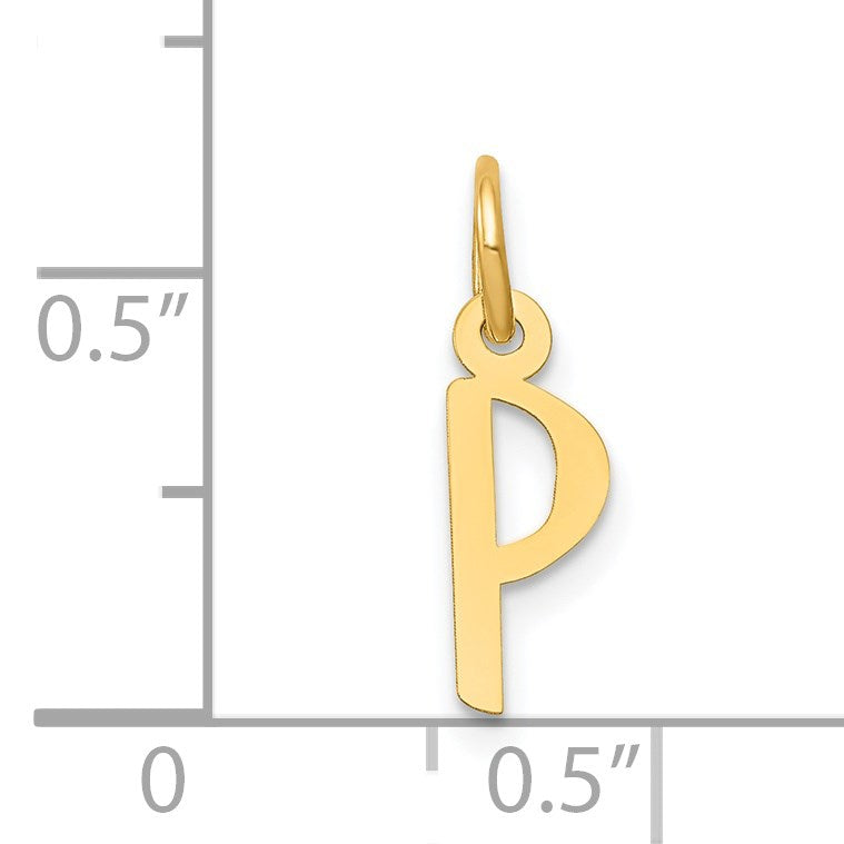 14k Small Slanted Block Letter P Initial Charm