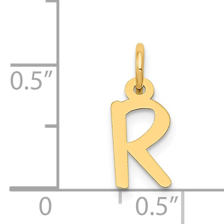 14k Small Slanted Block Letter R Initial Charm
