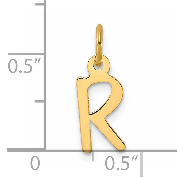 14k Small Slanted Block Letter R Initial Charm