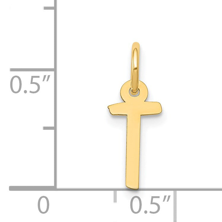 14k Small Slanted Block Letter T Initial Charm