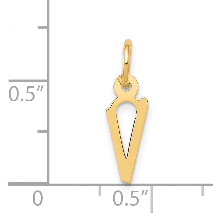 14k Small Slanted Block Letter V Initial Charm