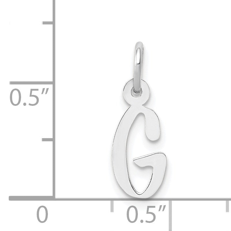 14K White Gold Small Slanted Block Letter G Initial Charm