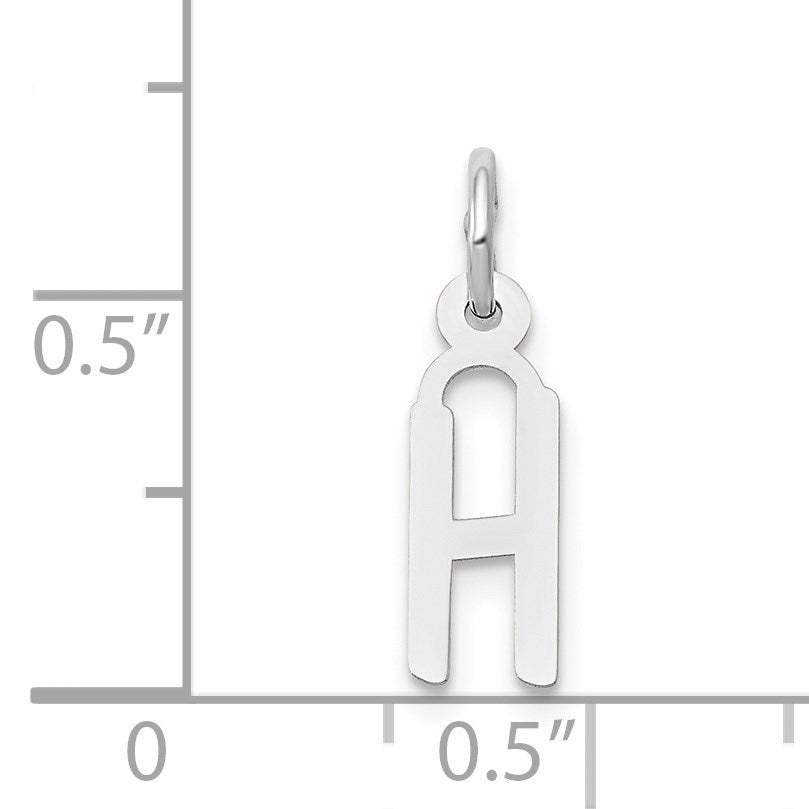 14K White Gold Small Slanted Block Letter H Initial Charm