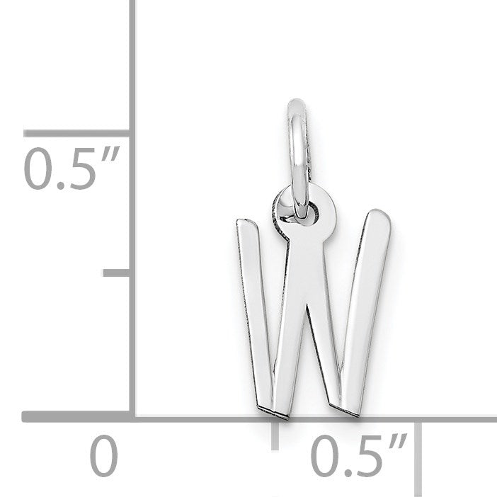 14K White Gold Small Slanted Block Letter W Initial Charm