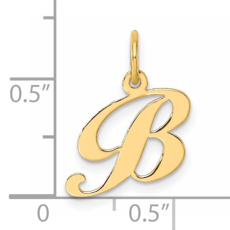 14K Small Fancy Script Letter B Initial Charm