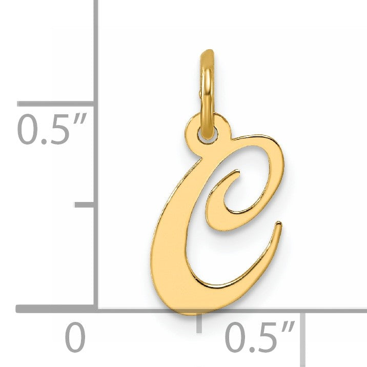 14K Small Fancy Script Letter C Initial Charm