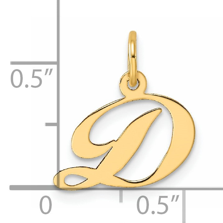 14K Small Fancy Script Letter D Initial Charm