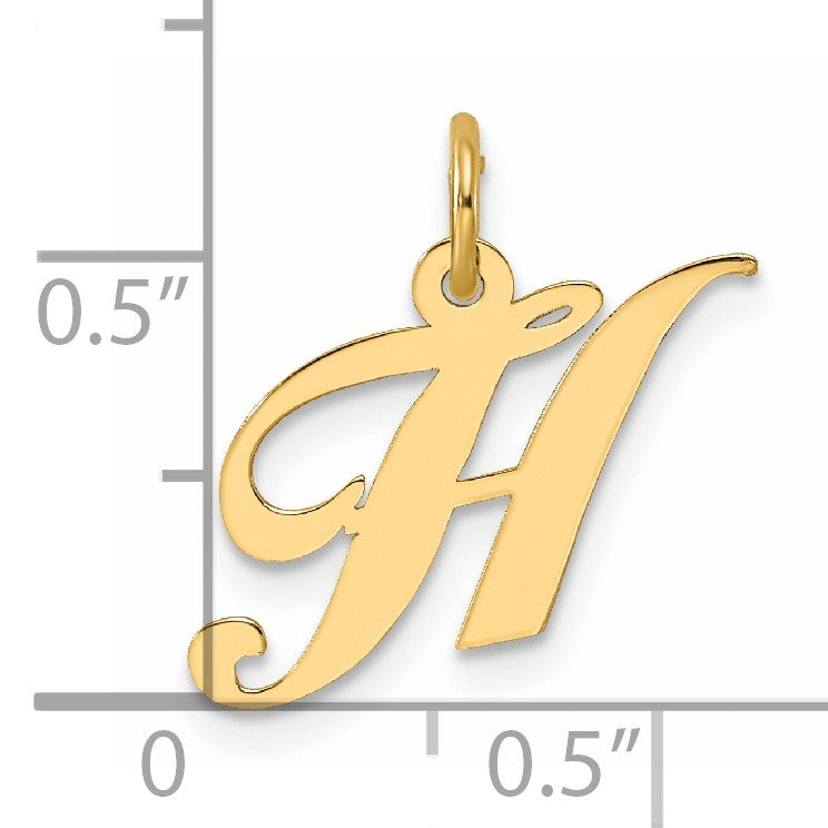 14K Small Fancy Script Letter H Initial Charm