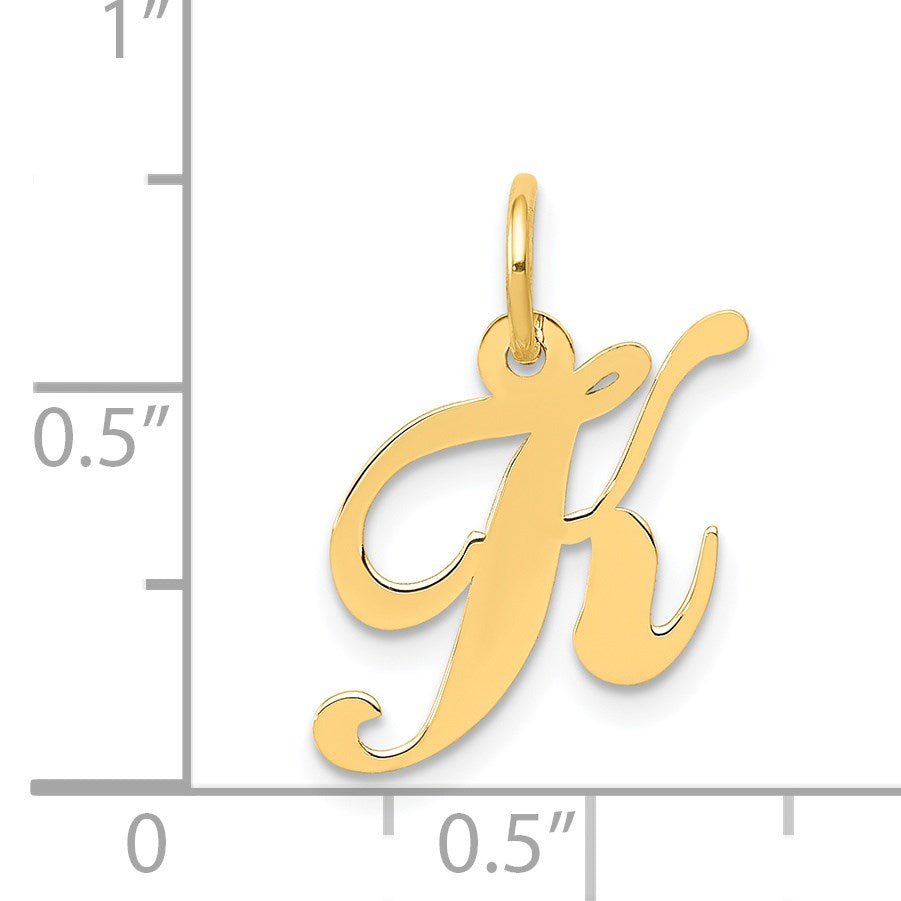 14K Small Fancy Script Letter K Initial Charm