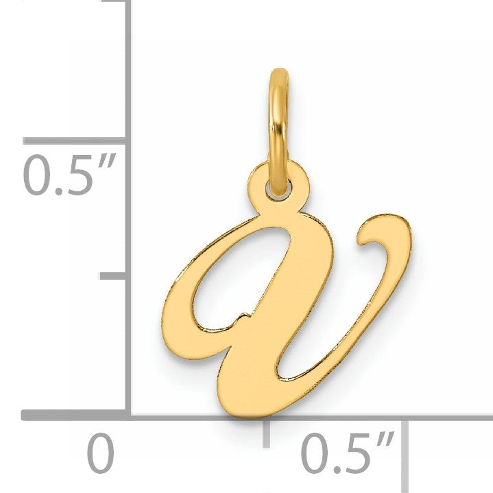 14K Small Fancy Script Letter V Initial Charm