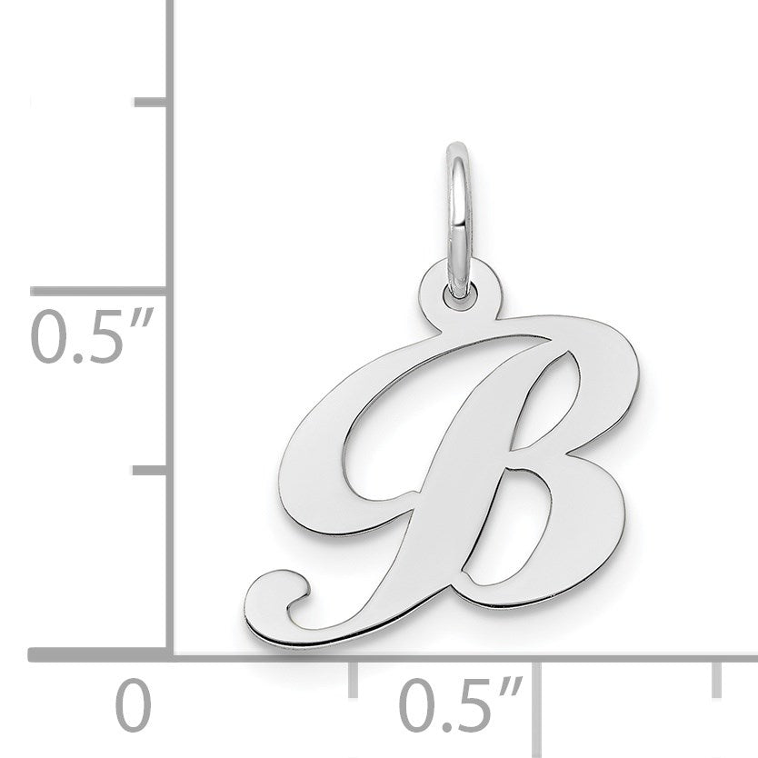14k White Gold Small Fancy Script Letter B Initial Charm