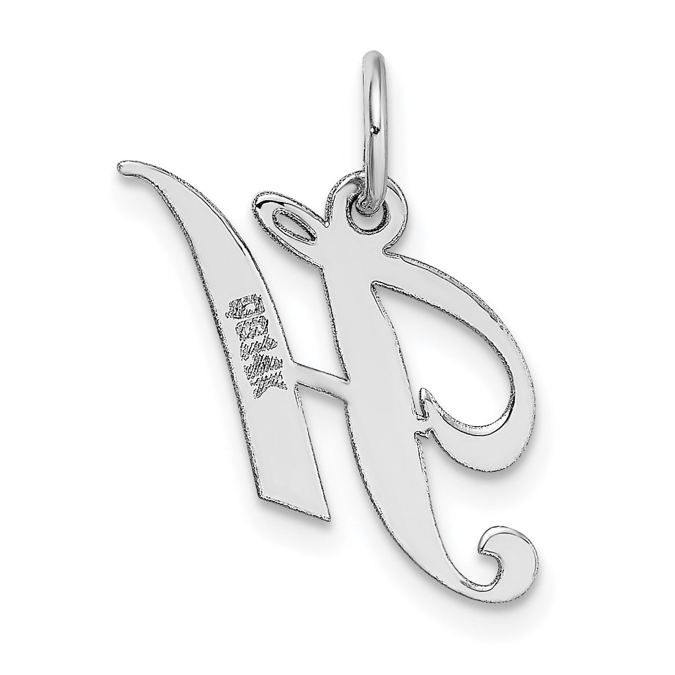 14k White Gold Small Fancy Script Letter H Initial Charm