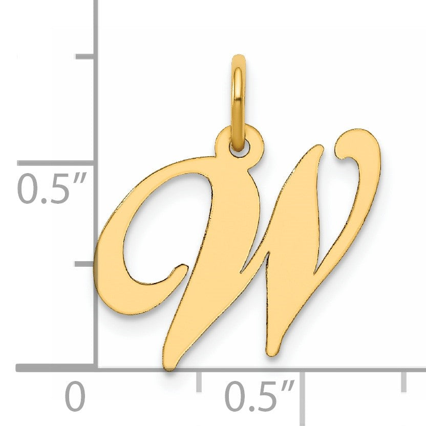 14K Medium Fancy Script Letter W Initial Charm