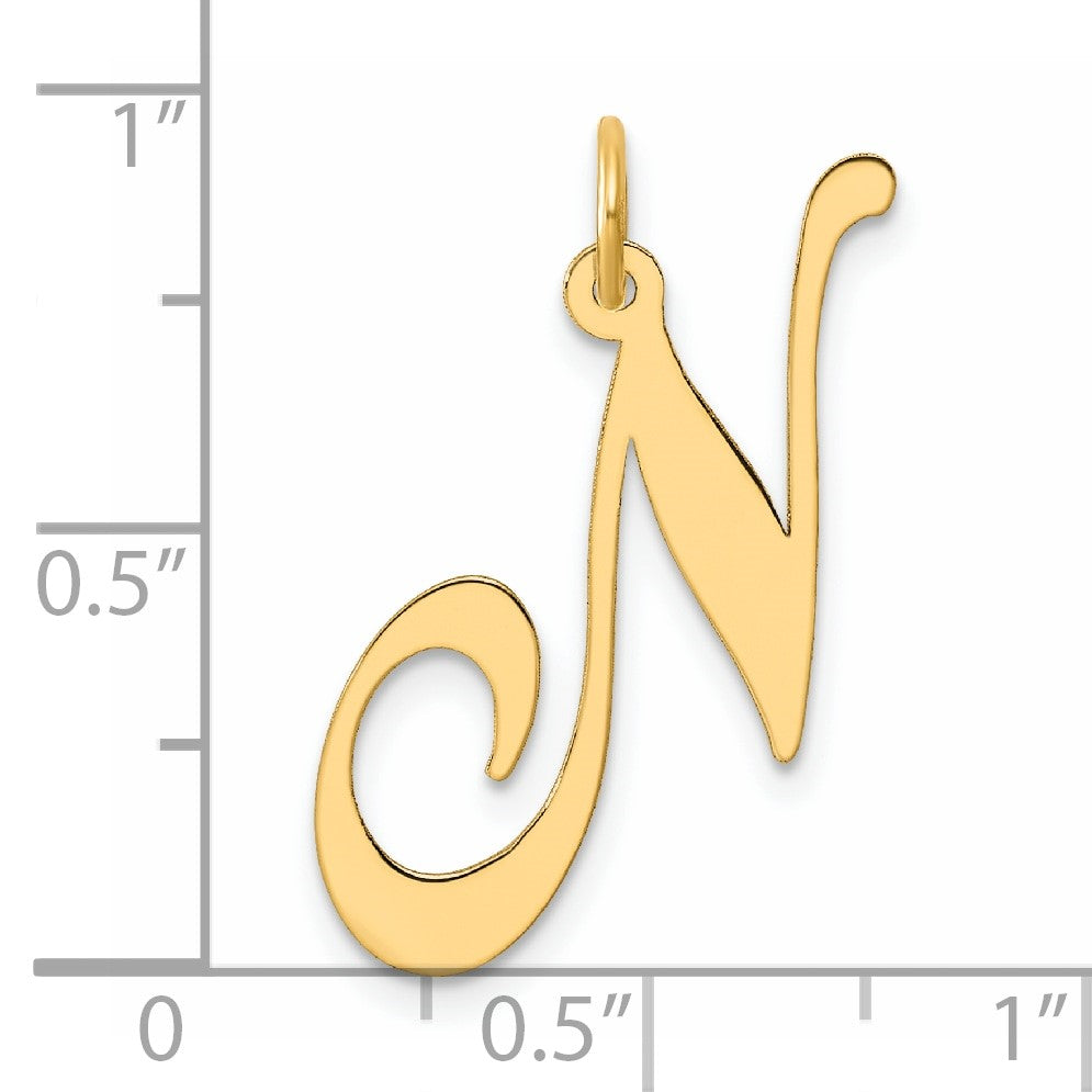 14k Large Fancy Script Letter N Initial Charm