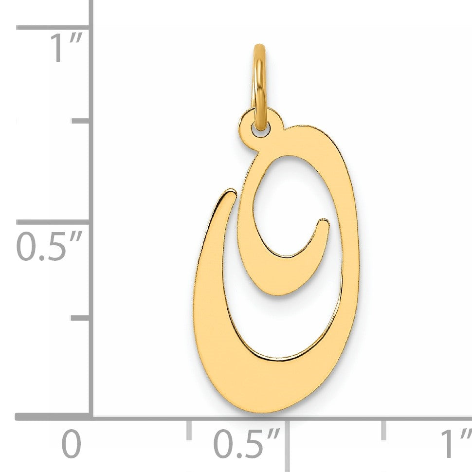 14k Large Fancy Script Letter O Initial Charm