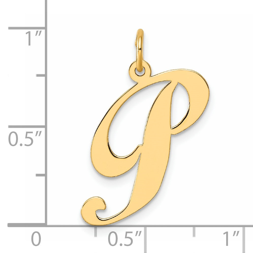 14k Large Fancy Script Letter P Initial Charm