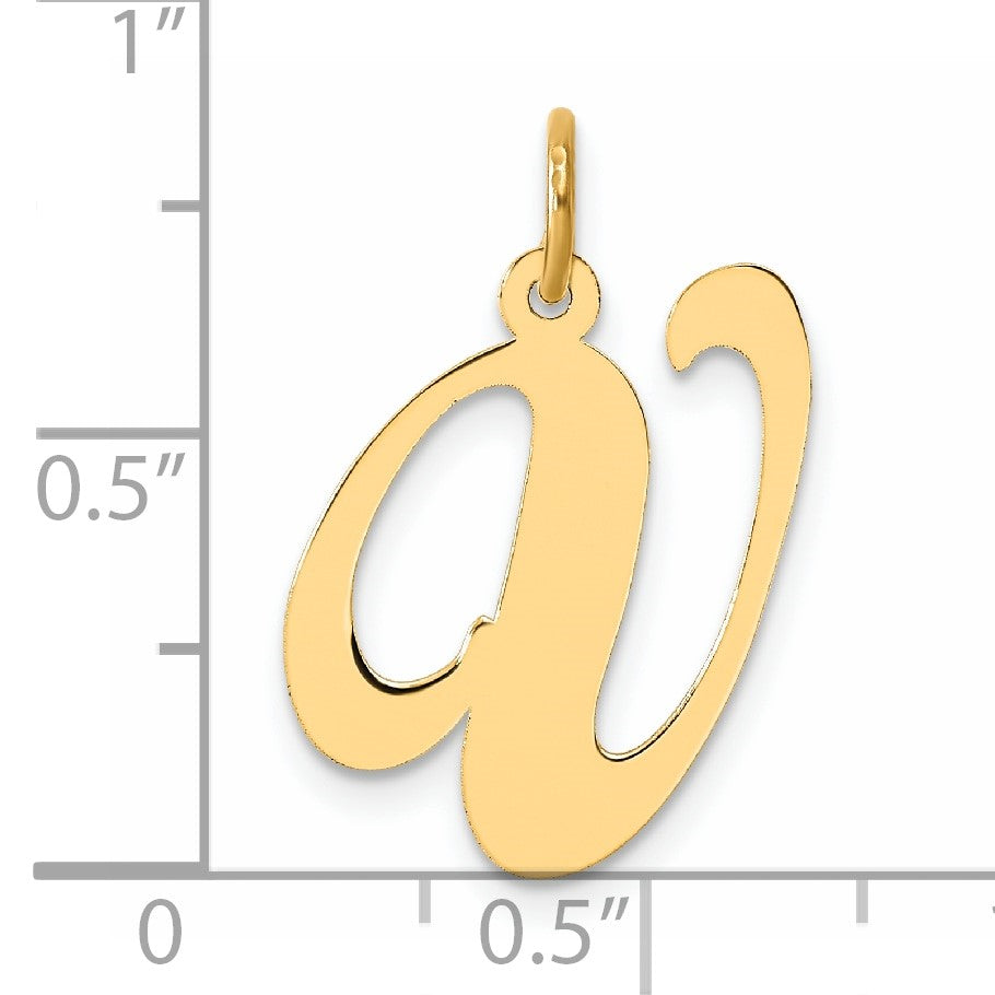 14k Large Fancy Script Letter V Initial Charm