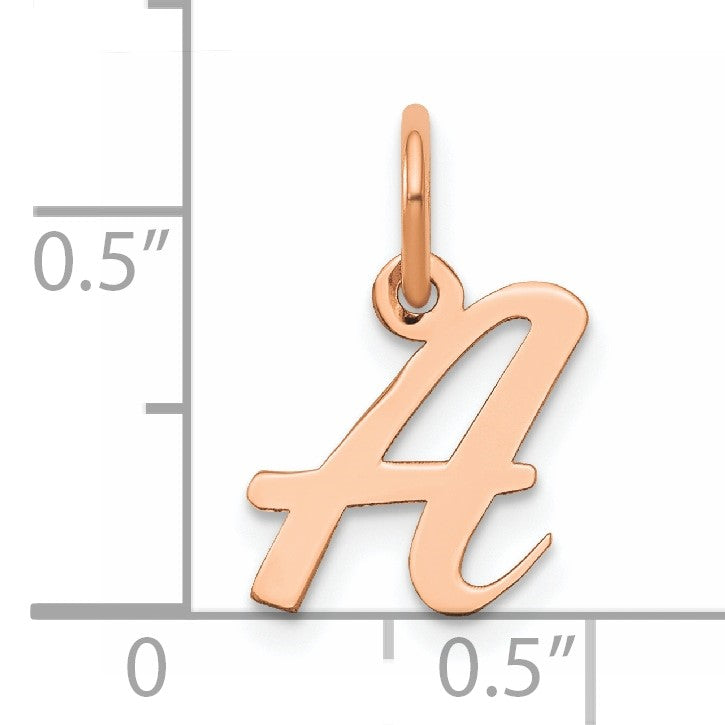 14k Rose Gold Small Script Letter A Initial Charm