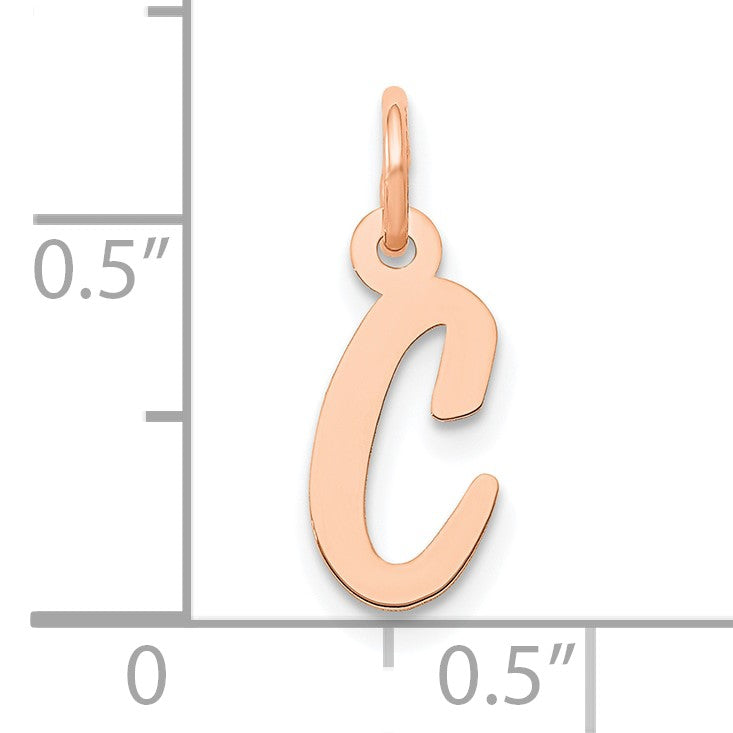 14k Rose Gold Small Script Letter C Initial Charm