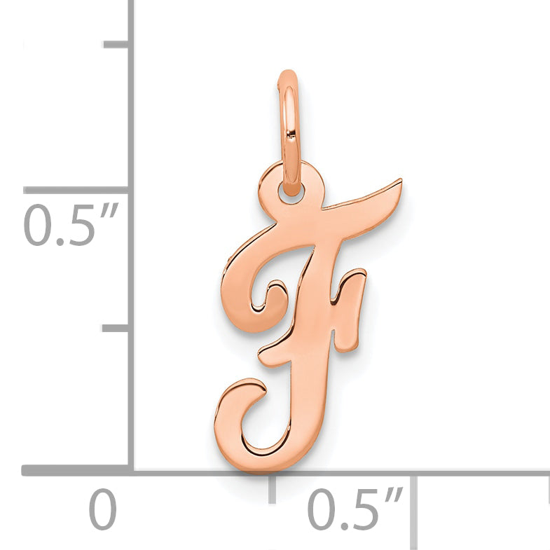 14k Rose Gold Small Script Letter F Initial Charm