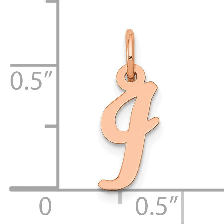 14k Rose Gold Small Script Letter I Initial Charm