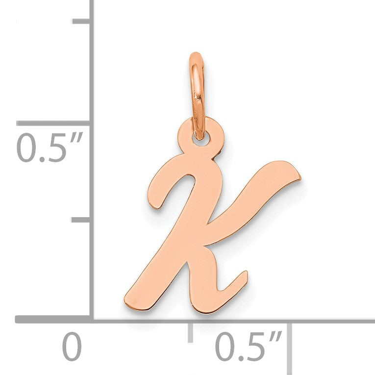 14k Rose Gold Small Script Letter K Initial Charm