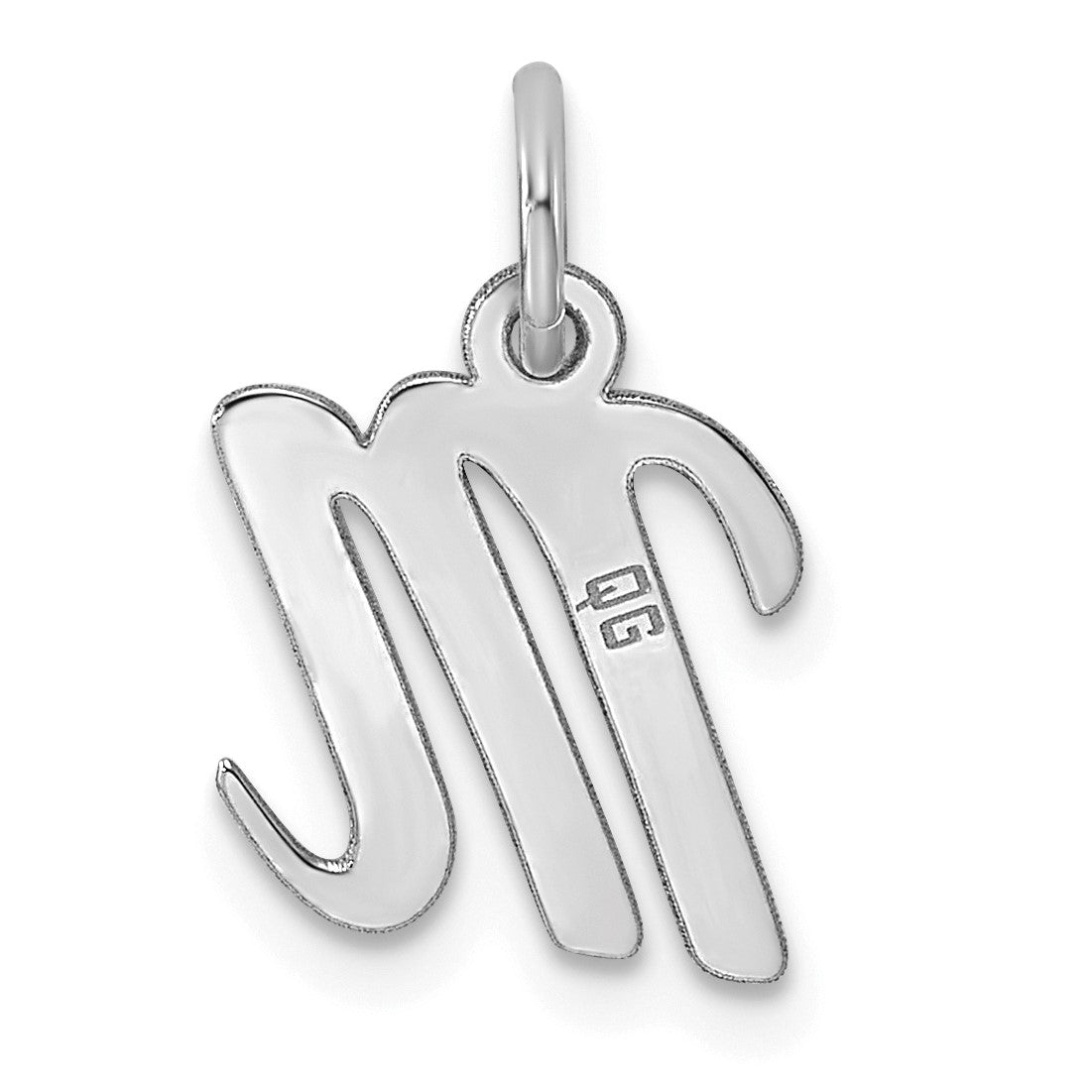 14k White Gold Small Script Letter M Initial Charm