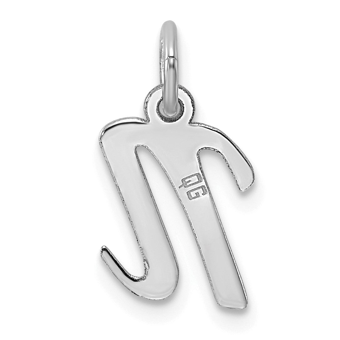 14k White Gold Small Script Letter N Initial Charm