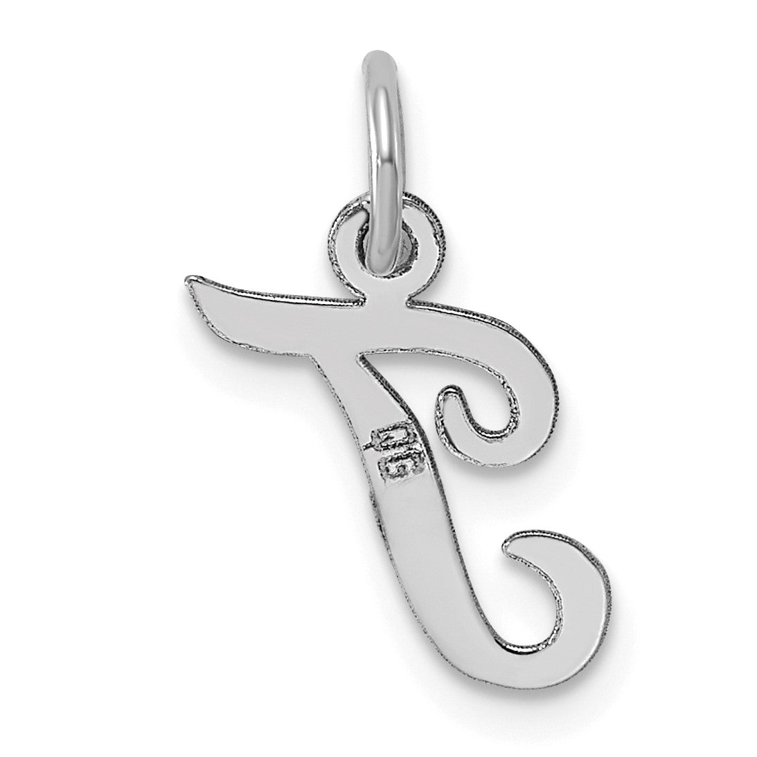 14k White Gold Small Script Letter T Initial Charm