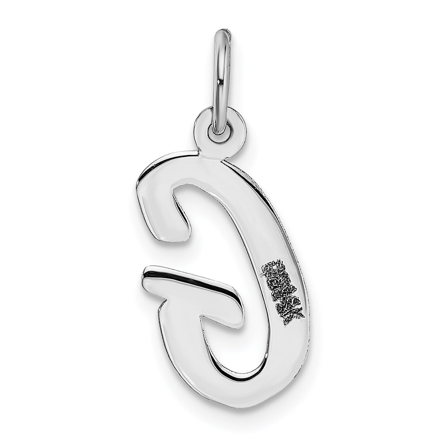 14k White Gold Medium Script Letter G Initial Charm
