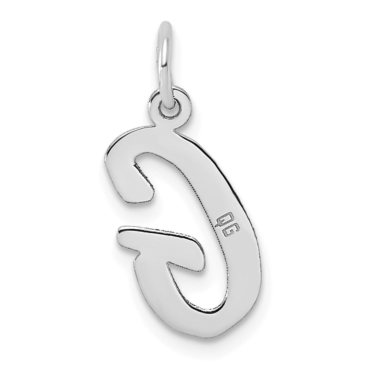 14k White Gold Medium Script Letter G Initial Charm