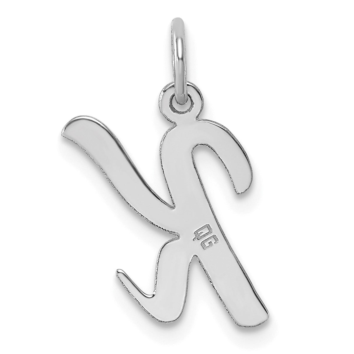 14k White Gold Medium Script Letter K Initial Charm