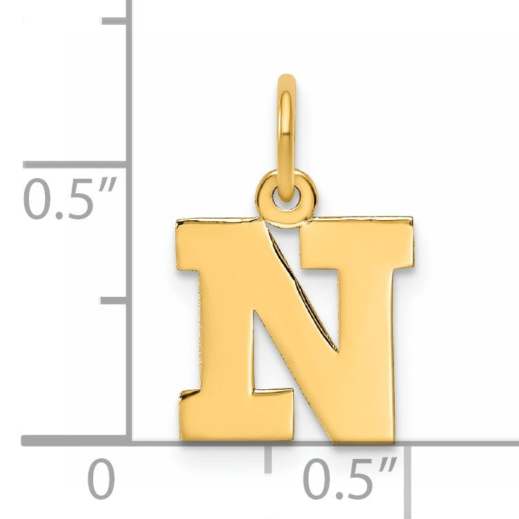 14k Small Block Letter N Initial Charm