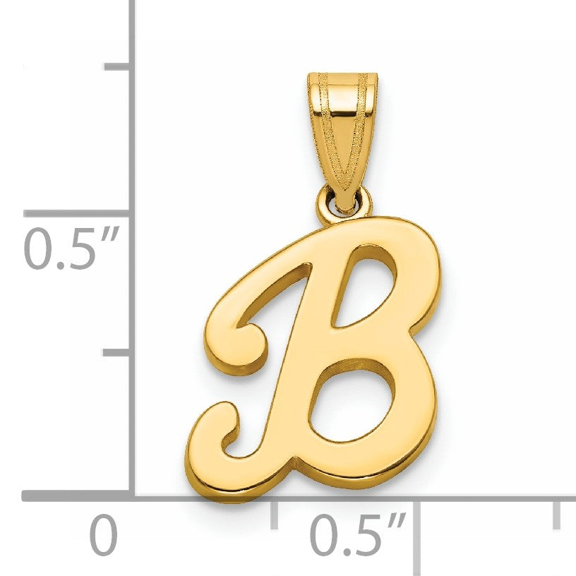 14KY Script Letter B Initial Pendant
