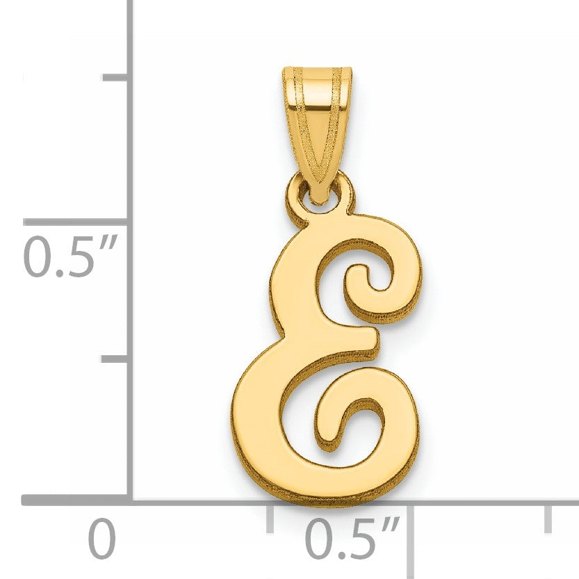 14KY Script Letter E Initial Pendant