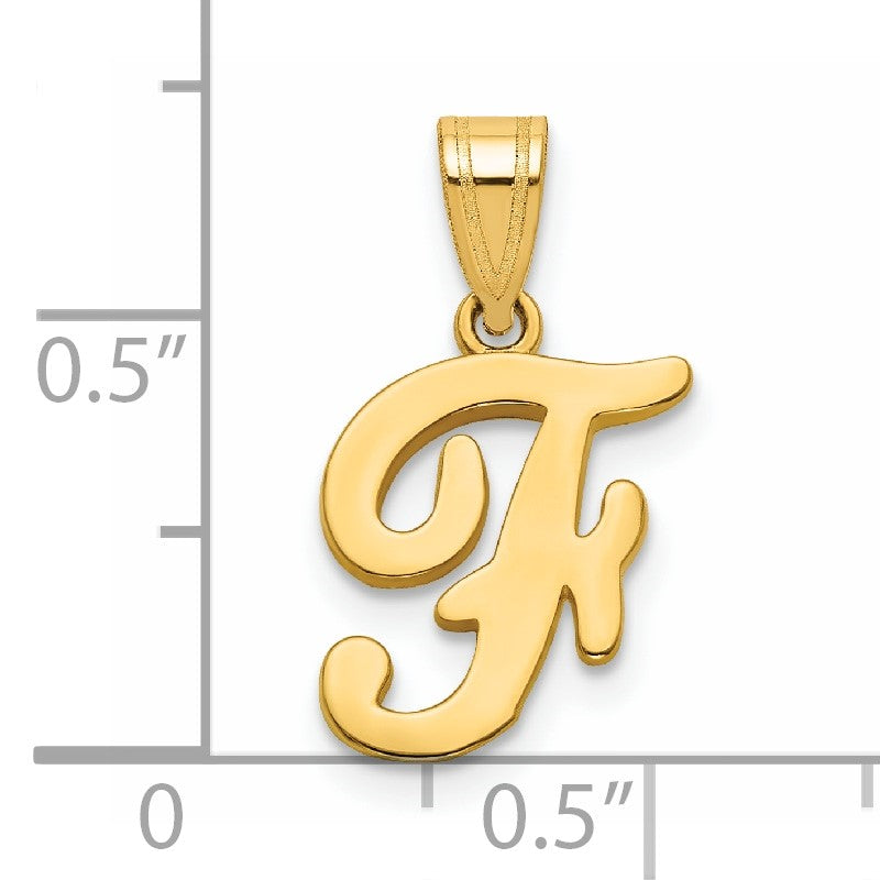 14KY Script Letter F Initial Pendant
