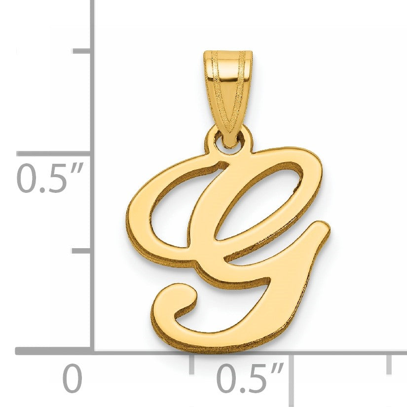 14KY Script Letter G Initial Pendant