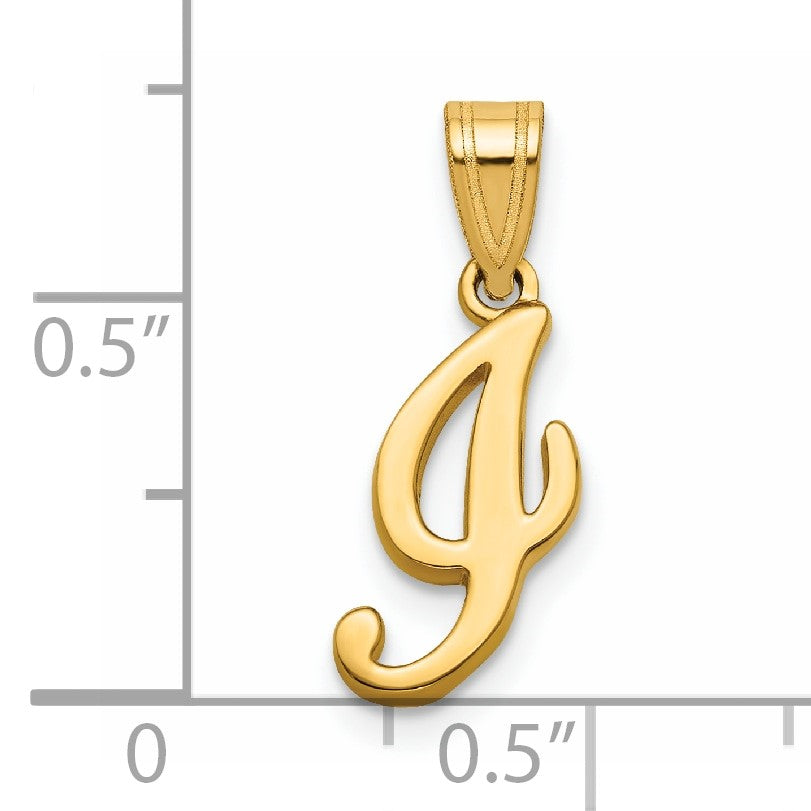 14KY Script Letter I Initial Pendant