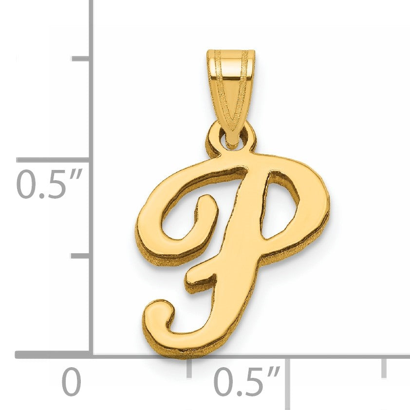 14KY Script Letter P Initial Pendant