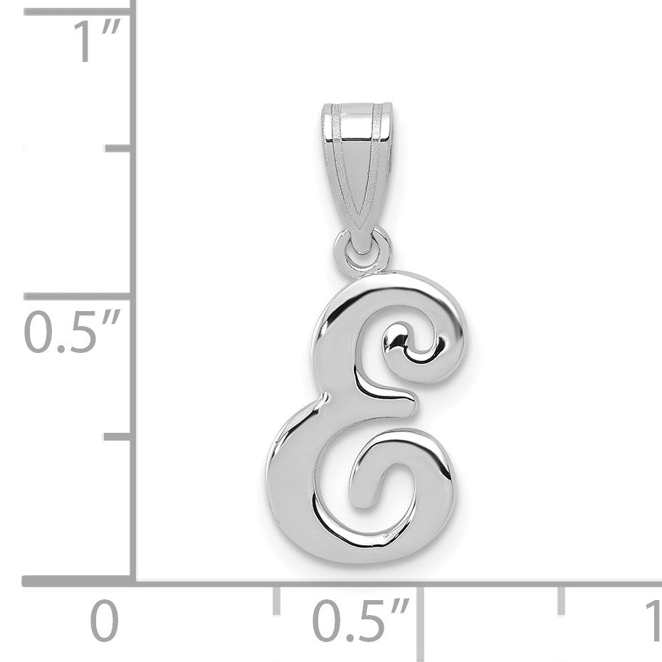 14KW White Gold Script Letter E Initial Pendant