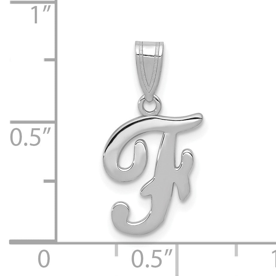 14KW White Gold Script Letter F Initial Pendant