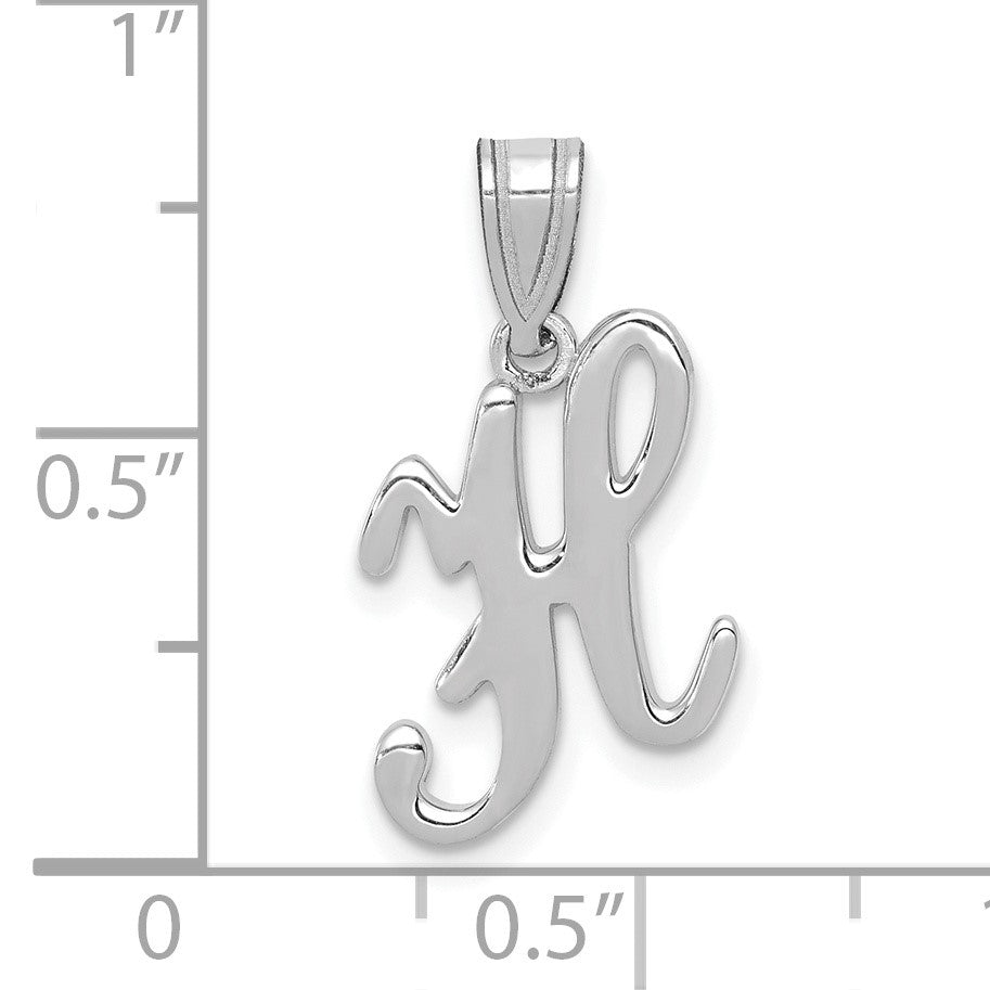 14KW White Gold Script Letter H Initial Pendant