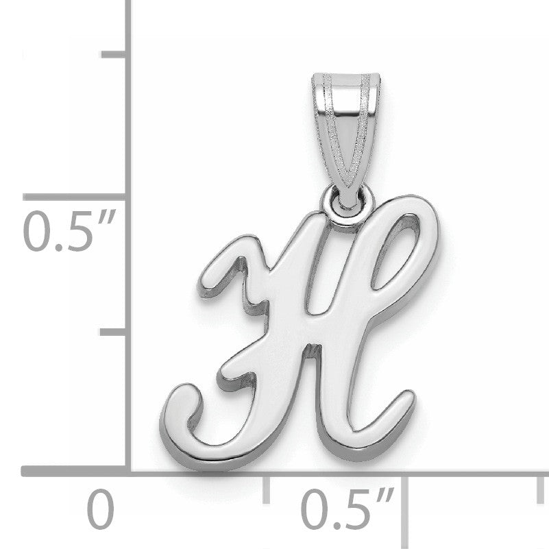 14KW White Gold Script Letter H Initial Pendant