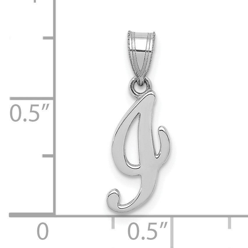 14KW White Gold Script Letter I Initial Pendant